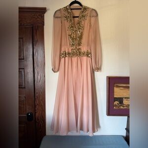Unbelievable Vintage Rose Chiffon Dress Xs/S